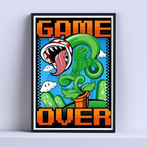 Cuadro Game Over Mario Bros 30x40cm List P Colgar