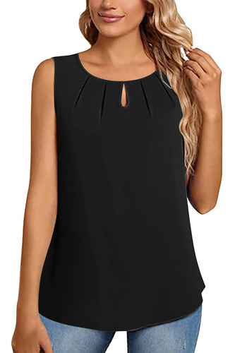 Blusa De Mujer Con Cuello Redondo, Sin Mangas, Elegante, A L