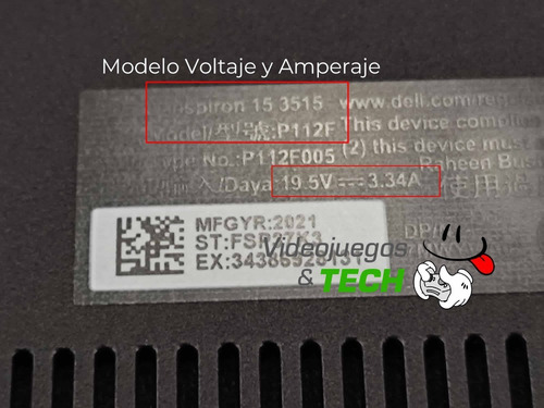 Imagen 4 de 5 de Cargador Para Dell Inspiron 15 3515 P112f 19.5v 3.34a 65w