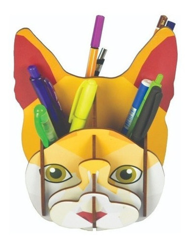 Imagem 1 de 3 de Porta Canetas E Lápis Gato Cabeça Criativo Decoração Pet