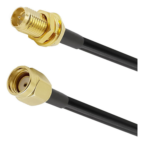 Cabo Extensor Pigtail 50cm Rgc58 Rp-sma Macho + Rp-sma Femea Cor Preto