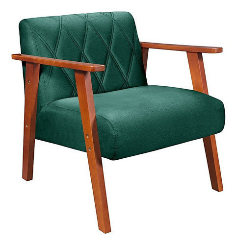 Poltrona Decorativa Madri Em Suede Essencial Estofados Cor Verde Verde