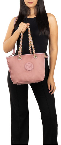 Bolsa Tote Cloe Para Mujer Chica Asas Detalle De Cadena Color Rosa
