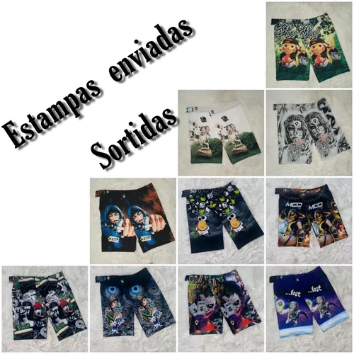 Kit 10 Bermudas Desenho Quebrada Short Mandrake Caveira