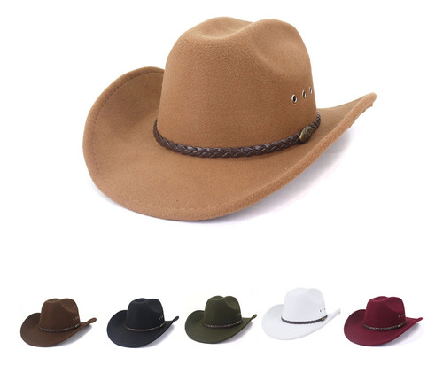 Chapéu De Cowboy Da Moda Texana 100% Lã Unissex Elegante