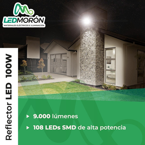 Imagen 9 de 9 de Reflector Led 100w Blanco Frio Hipower Exterior Multiled Smd