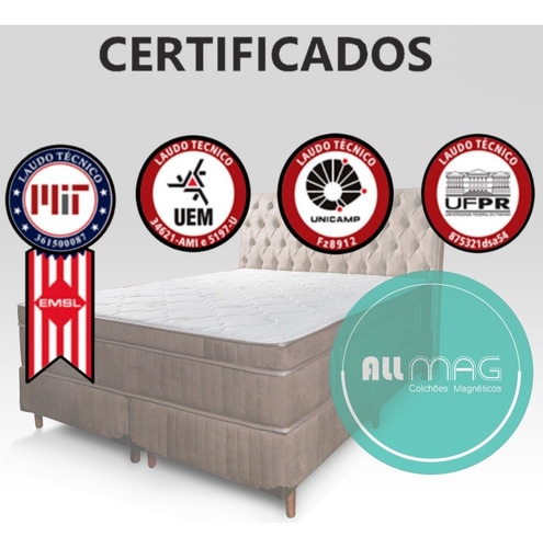Cama Box Queen Colchão D45 Magnético Massageador Cabeceira Cinza Escuro Cabeceira Cinza