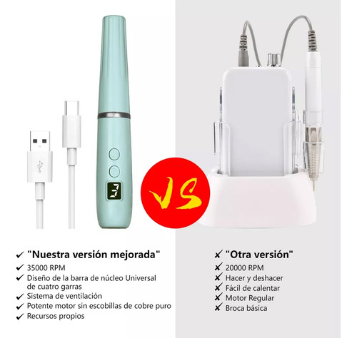 Pulidor Esmeril Taladro De Uñas Eléctrico Recargable
