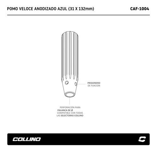 Pomo Palanca Cambios Selectora Aluminio Collino Veloce Azul