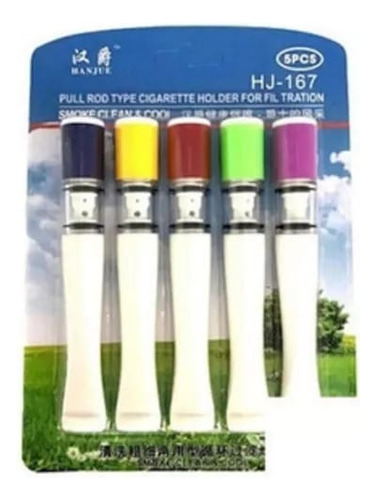 Pack 5 Filtros Boquilla Desechables De Colores Para Cigarros