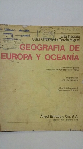 Geografía De Europa Y Oceanía. Muy Usado.-