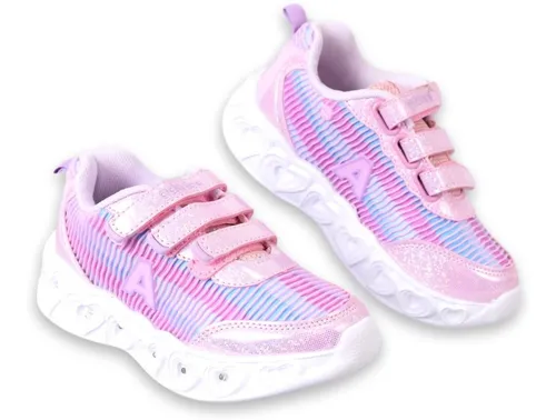 Zapatillas Addnice Iris Nena Con Luces Led Coraz n Abrojo 3.125 5