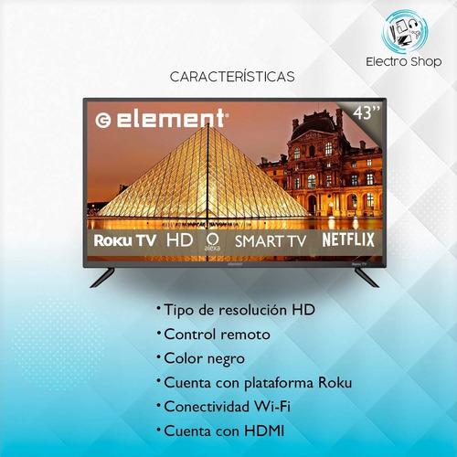 Pantalla Smart Tv Element 43 Led 4k 60hz Uhd Roku E4aa43r