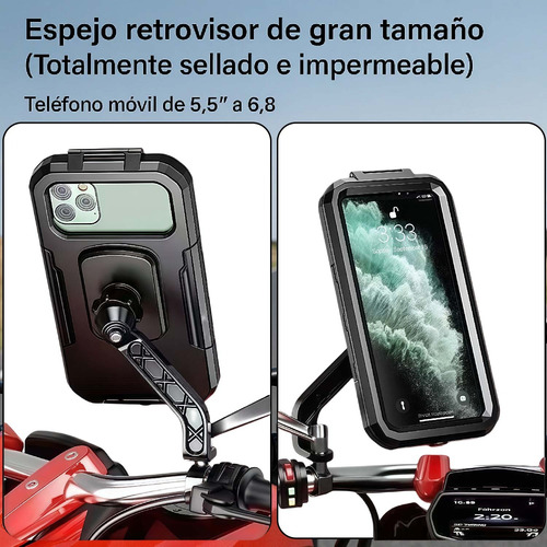 Base Celular Soporte Para Moto Bicicleta Impermeable Espejo Retrovisor