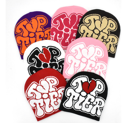 2 Piezas Gorro Tejido Y2k Con Gráfico De Letra Cálido