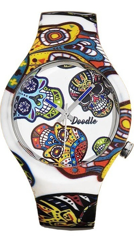 Reloj Doodle Diseño Italiano Calaveras Multicolores