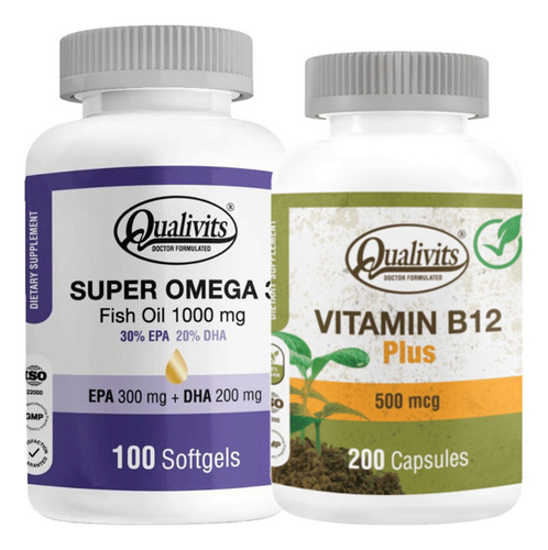 Vitamina B12 500 Mcg + Super Omega 3 X100 Qualivits Fish Oil