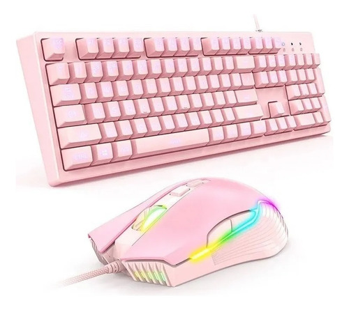 Kit De Teclado Y Mouse Onikuma G25+cw905 Membrana Rosado