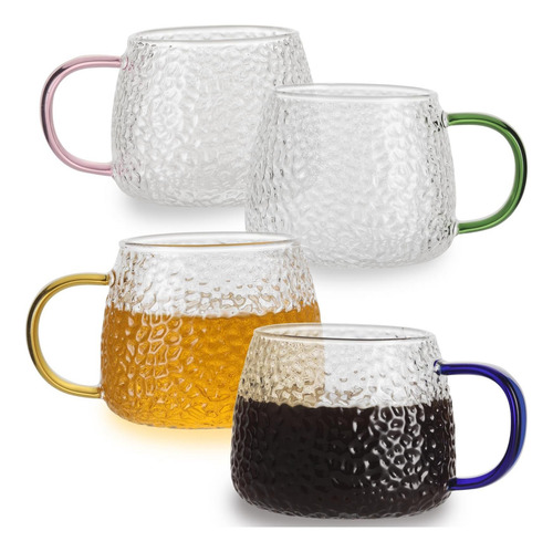 Tazas De Té De Vidrio Girante Con Colorido Juego De 4, Tazas
