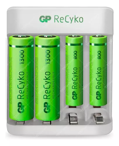 Cargador de pilas recargables AA y AAA ReCyko (Incluye 2 Pilas AA 2100 mAh)