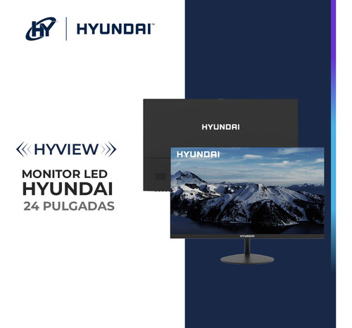 Monitor Hyundai, Hy View 24 pulg, Full Hd 1920x1080p, Pantalla Va, 60hz, GTG, 5ms