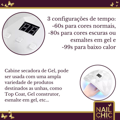 Cabine Led/uv Sun Digital 36w Bivolt Sun Unhas Gel Acrigel