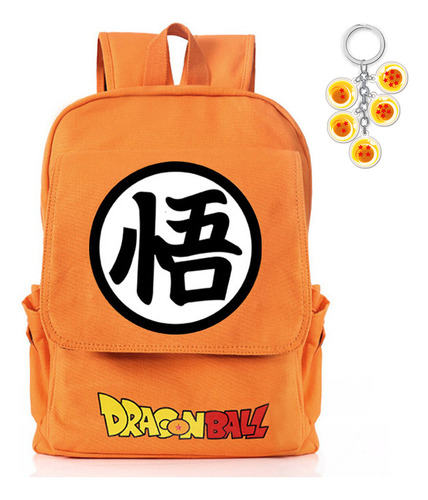 Mochila Anime Dragon Ball Goku Naranja Con Llavero