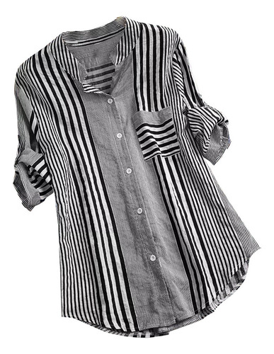 I Blusa J Para Mujer, Talla Grande, Estampado De Rayas De