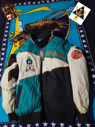 Chamarra 90svintage Pluma Dganso Looney Tunes Miami Dolphins