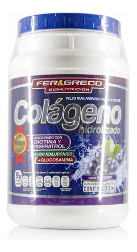 Colágeno Hidrolizado Glucosamina Biotina Blueberry 1.1 Kg