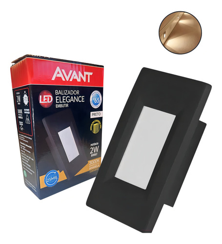 Kit 8x Balizador Led Elegance 2w 4x2 Preto Avant 3000k Ip65 110v/220v