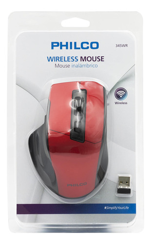 Mouse Inalambrico Philco 345 Red