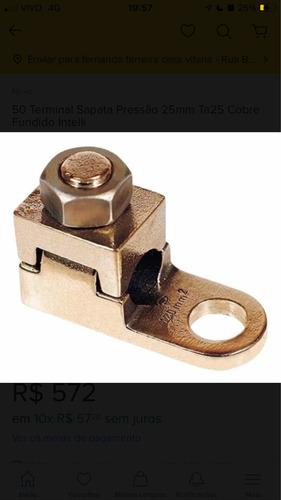 Terminal Sapata Intelli Ta-25 Cobre Fundido 25mm Pct Com 50