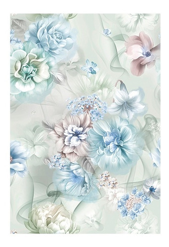 Fundo Fotográfico - Gestante - Flores Azul Pastel - 1,5x2,2