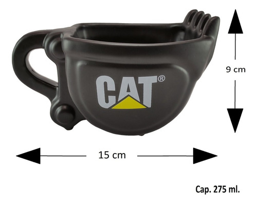 Taza Excavadora En Color Negro Mate Con Logotipo Cat