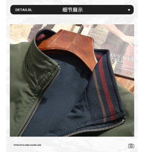 Jaqueta Casual Masculina Reversível Com Gola Alta