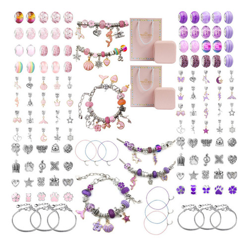 Juego De 2 Joyas Para Niños, Pulsera Diy Bead Princess