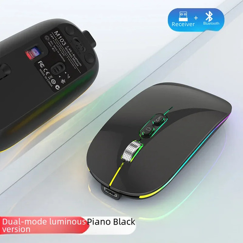 Ratón Bluetooth Rgb Silencioso Recargable De Modo Dual
