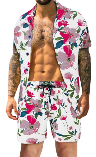 Conjunto Hawaiano 2 Repuesto Para Hombre Casual Camisa