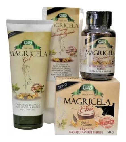 Suplemento Emagrecimento Flora Pura Kit Magricela 4 Itens Sabor Neutro