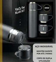 Comprar Termo de acero inoxidable con 3 tazas de bebidas frías y calientes, color gris