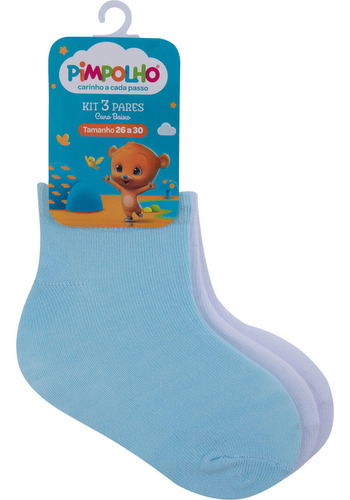 Kit Meia Lisa Infantil 3 Pares Feminino 26 Ao 30 Pimpolho