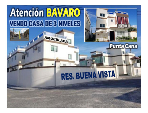 Oportunidad Unica, Casa 3 Niveles Amueblada,  En Buena Vista Bavaro