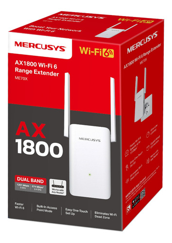 Extensor Repetidor Wifi 6 Mercusys Me70x Dual Band Ax1800