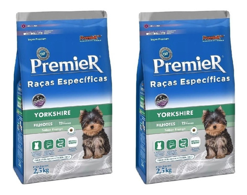 Ração Premier Cão Yorkshire 2,5kg Filhote Kit 2 Unidades