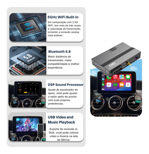 Módulo Carplay Interface Android Auto Apple Mercedes Ntg4.5