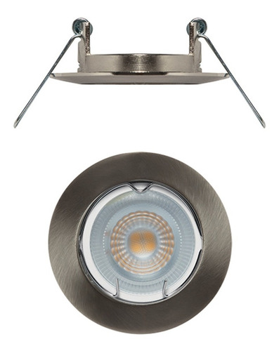 Spot Empotrado Plafón Base Fija Para Foco Mr16 Satín Th-4219 Estructura Acero