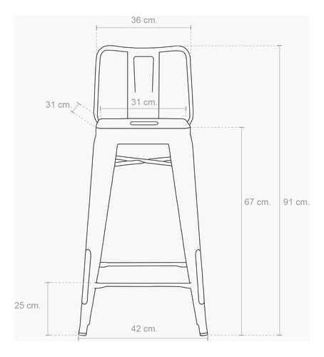 Taburete Medio 66 Tolix C/resp Negro Form