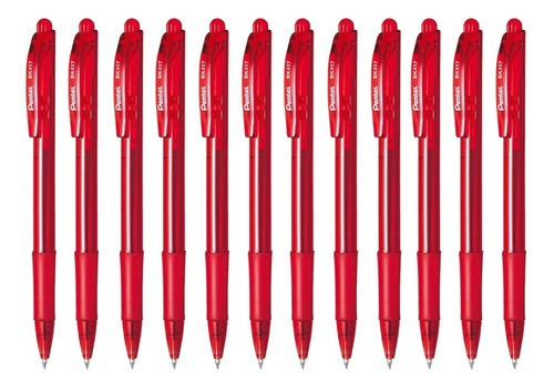 Bolígrafo Pluma Pentel Wow Bk417 Retráctil 0.7 Mm 12 Piezas Color de la tinta Rojo