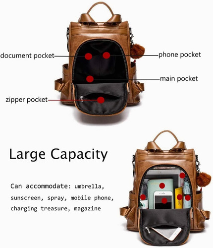 Imagen 7 de 7 de Mochila Mujer Moda Impermeable Antirrobo Bolsa Para Mujer
